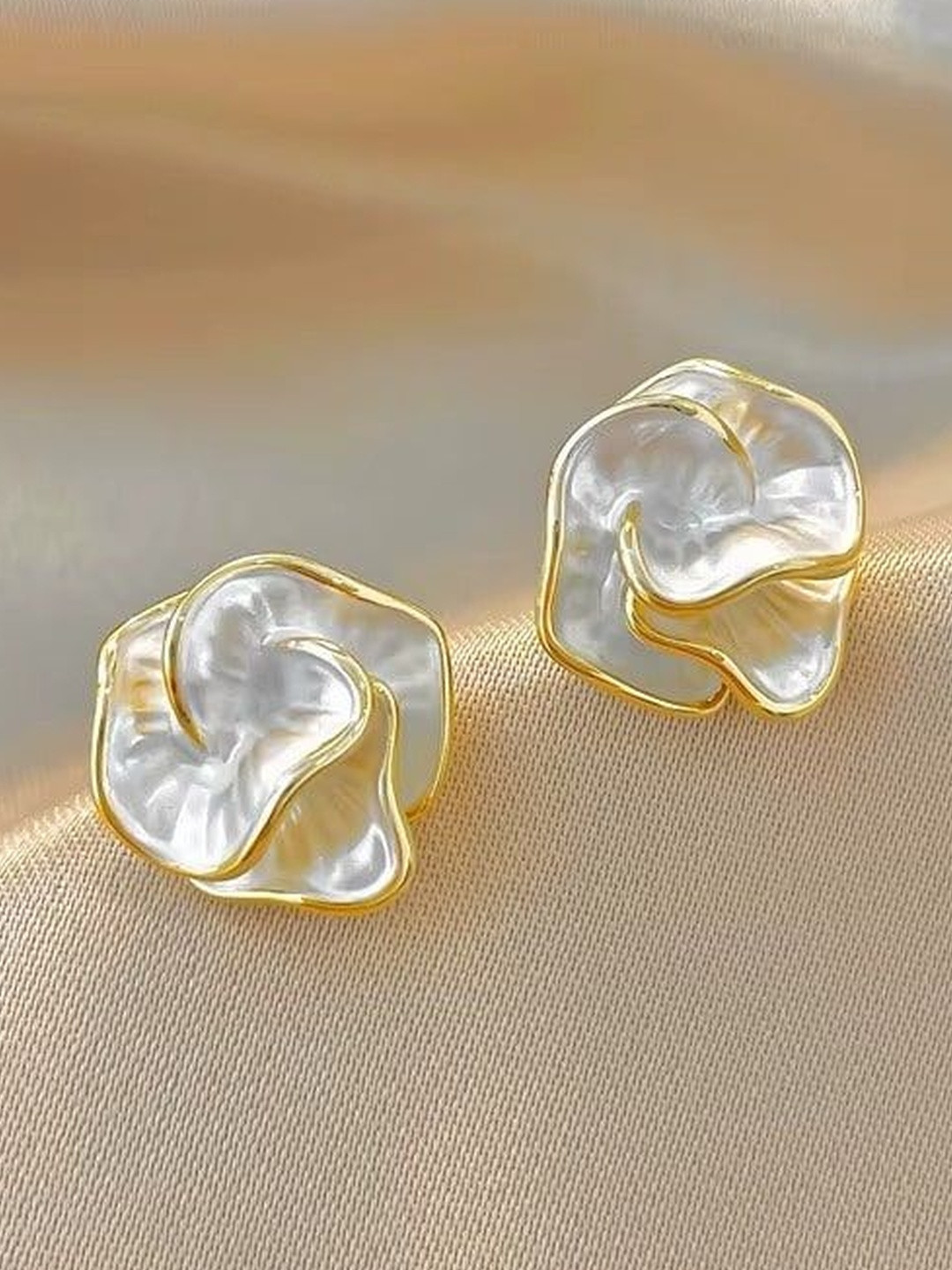 Tiso Gold-Plated Floral Studs Earrings