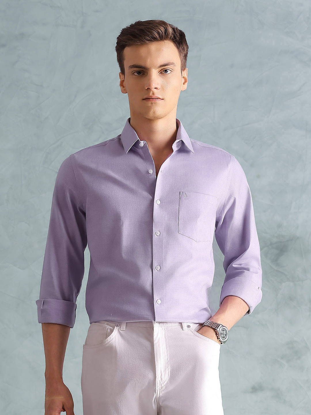 Arrow Men Easy Press Slim Fit Solid Shirt