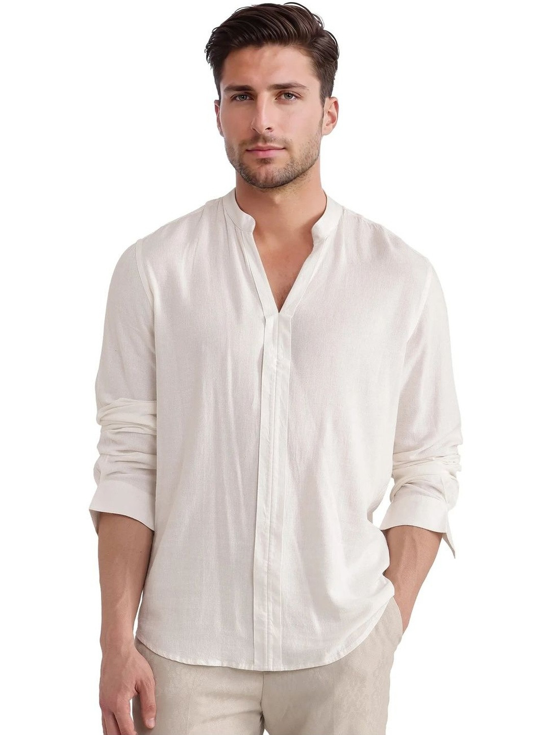 RARE RABBIT Kurt Linen Blend Long Sleeves Shirt