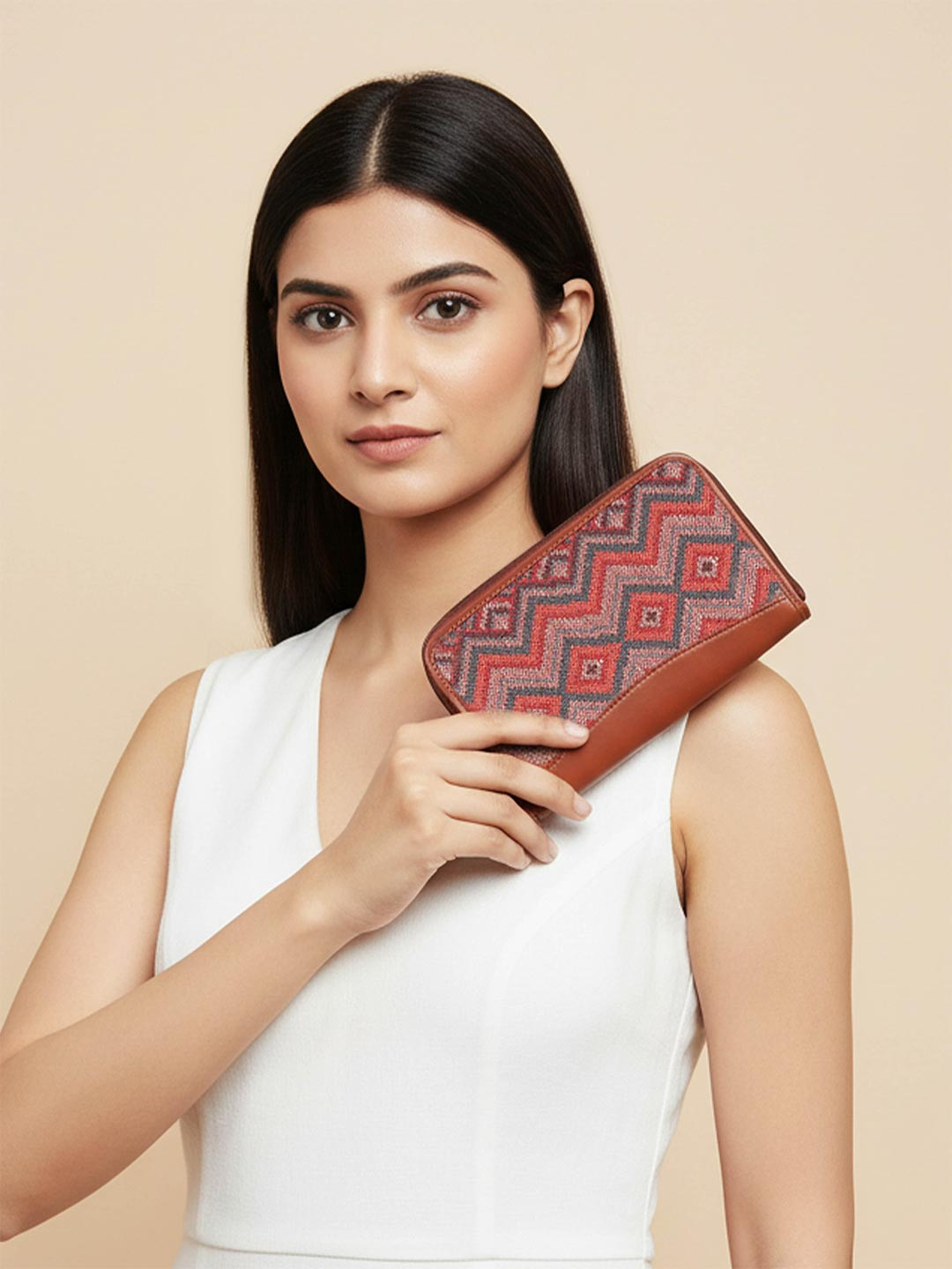 ZOUK Women Multicoloured Ethnic Motifs Printed Zip Around Wallet