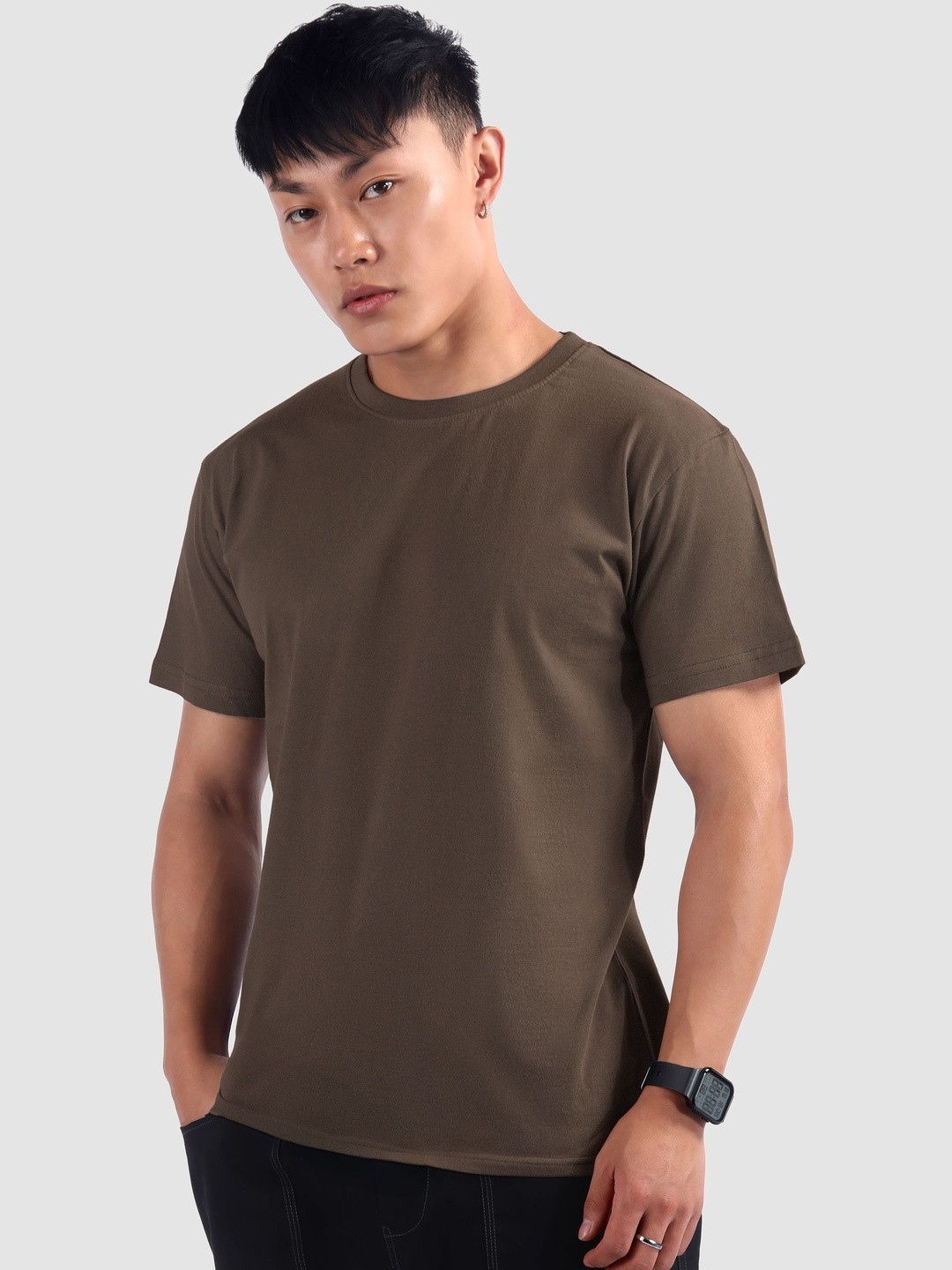 Beyoung Plain Cotton Round Neck Short Sleeves T-shirt