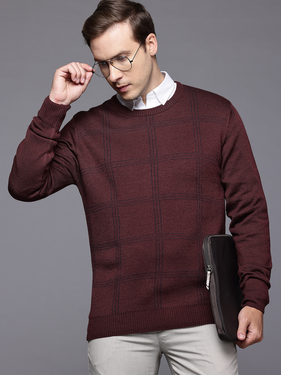 Raymond Checked Self-Design Pullover