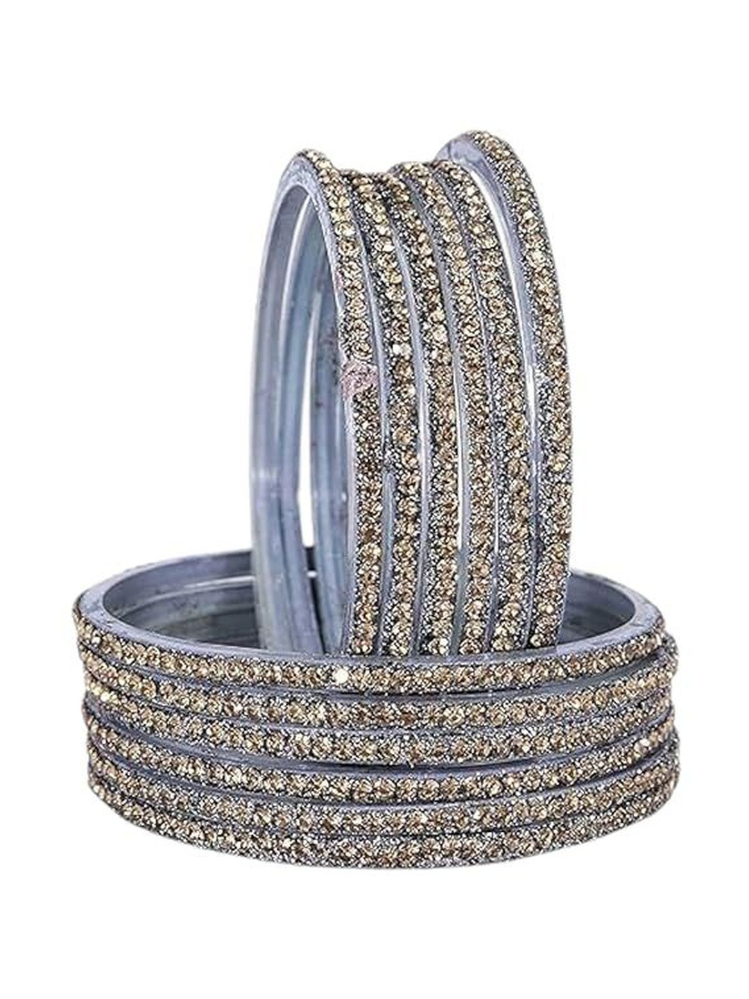 BEG FASHION Set Of 12 Zirconia Gemstone -Studded Bangles