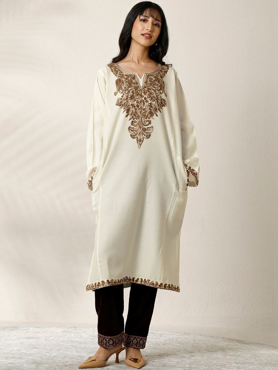 Libas Women Embroidered Thread Work Grandeur & Majestic Artwork Woollen Kurta