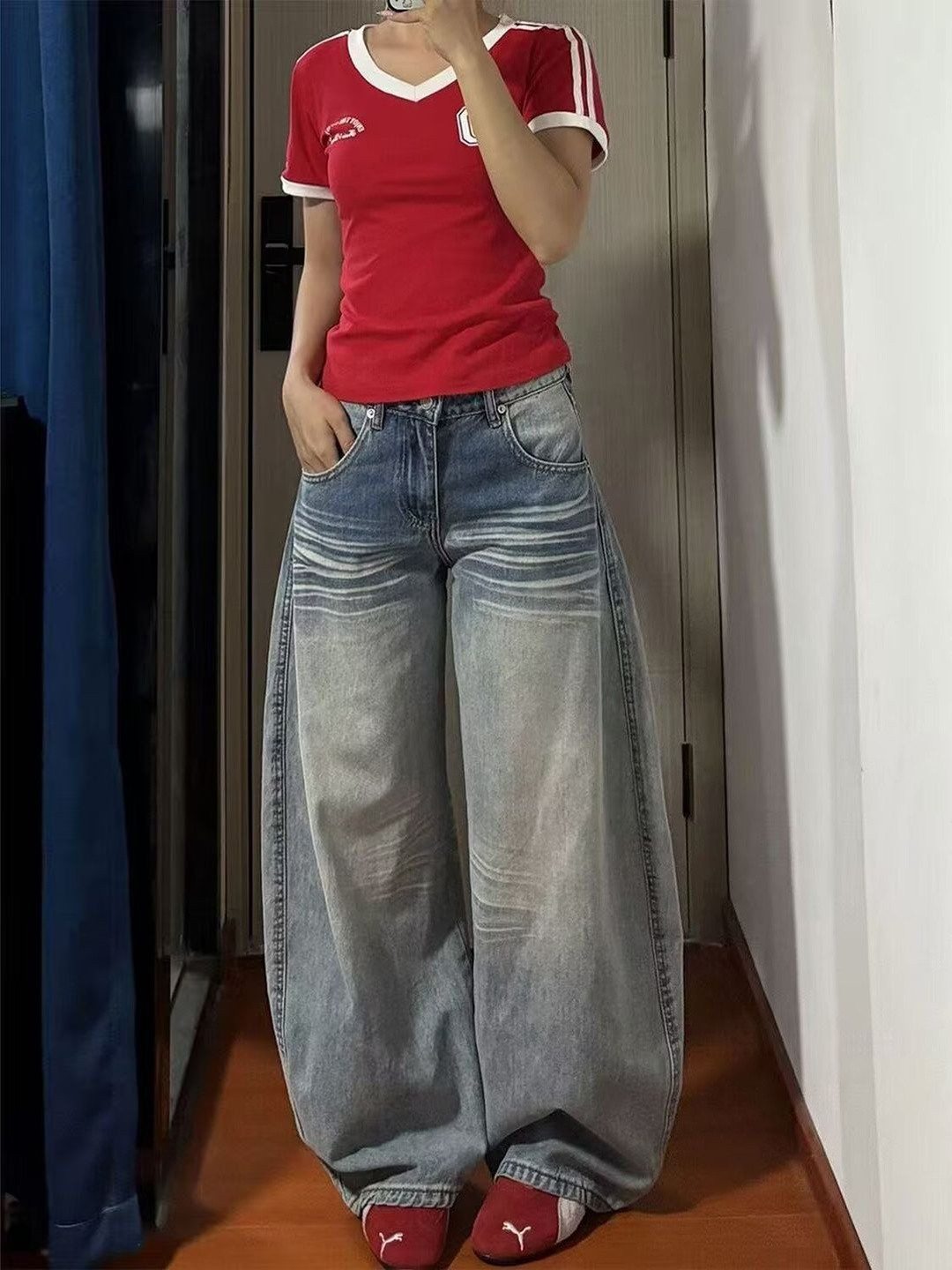 StyleCast Women Wide Leg High-Rise Light Fade Jeans - Image 1