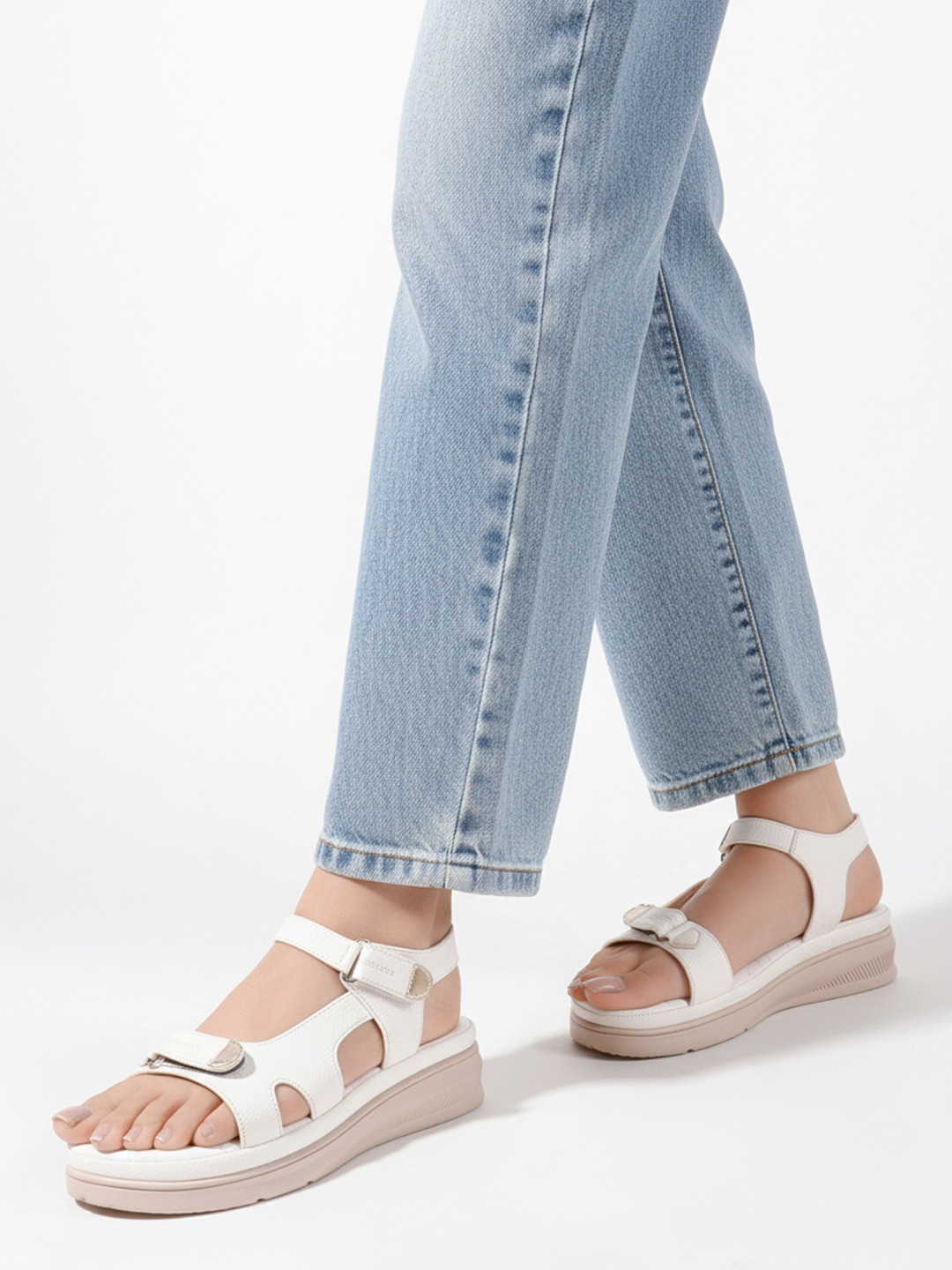 The Roadster Lifestyle Co Women Round Toe Ankle Loop Open Toe Flats