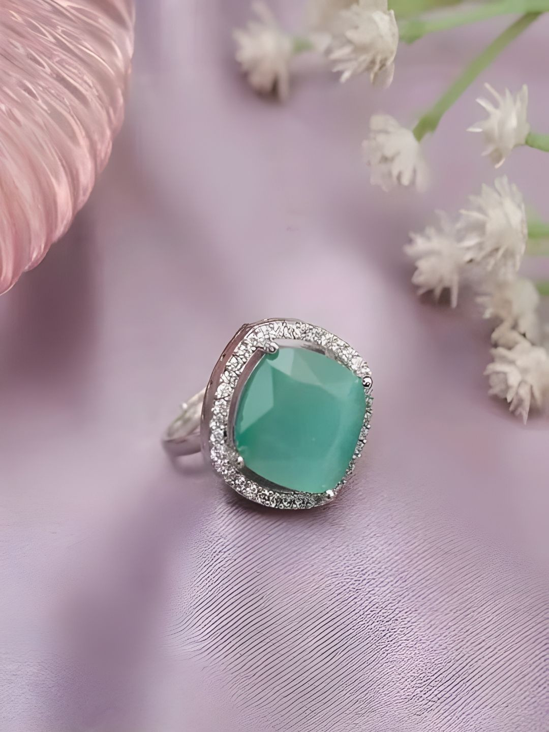 THE SHOP BOX - ELECTRIFYING JEWELLERY Rhodium-Plated American Diamond Ring
