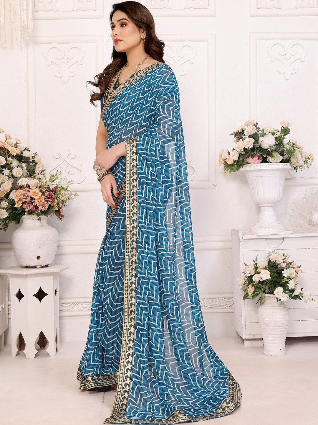 JANOI Poly Georgette Designer Saree