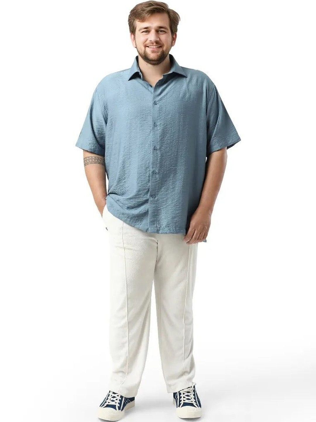 RARE RABBIT Torinbig Viscose Rayon Short Sleeves Oversized Fit Shirt