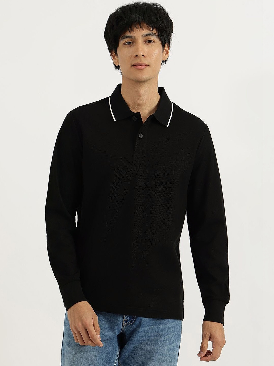 United Colors of Benetton Men Polo Collar Pure Cotton T-shirt