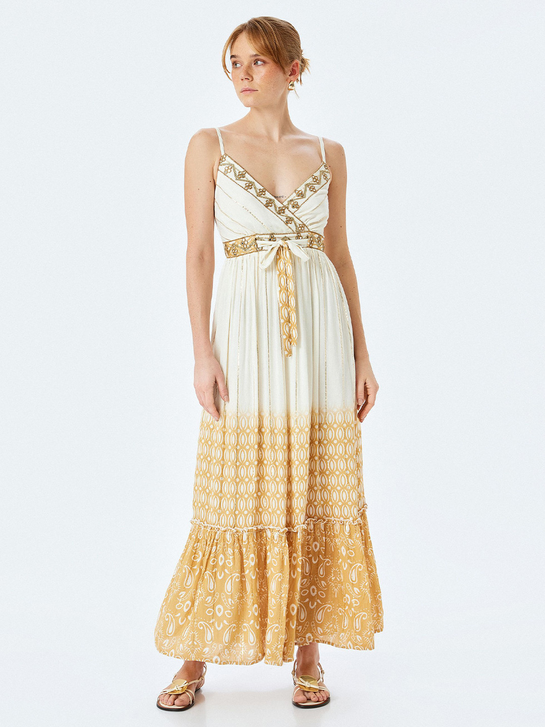 Koton Tie and Dye Print Maxi Off-Shoulder Dress