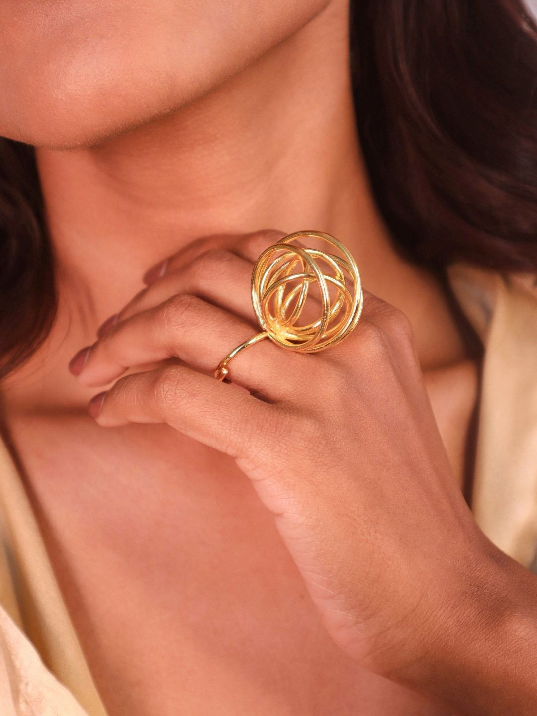 House of Pehr Gold Plated Trendy Adjustable Swirl Finger Ring