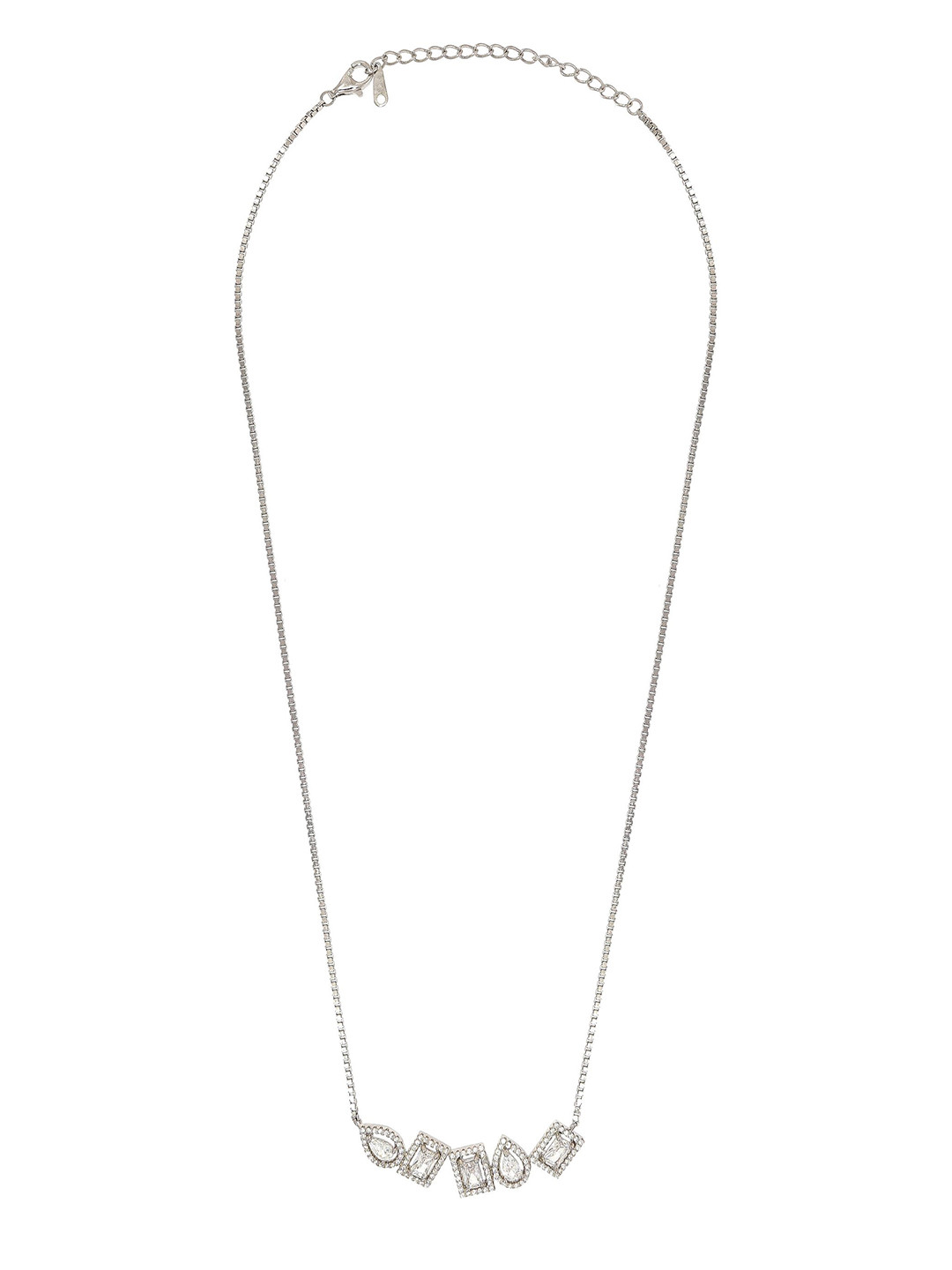 BHIMA 925 Sterling Silver Rectapear Silver Stone Fancy Necklace