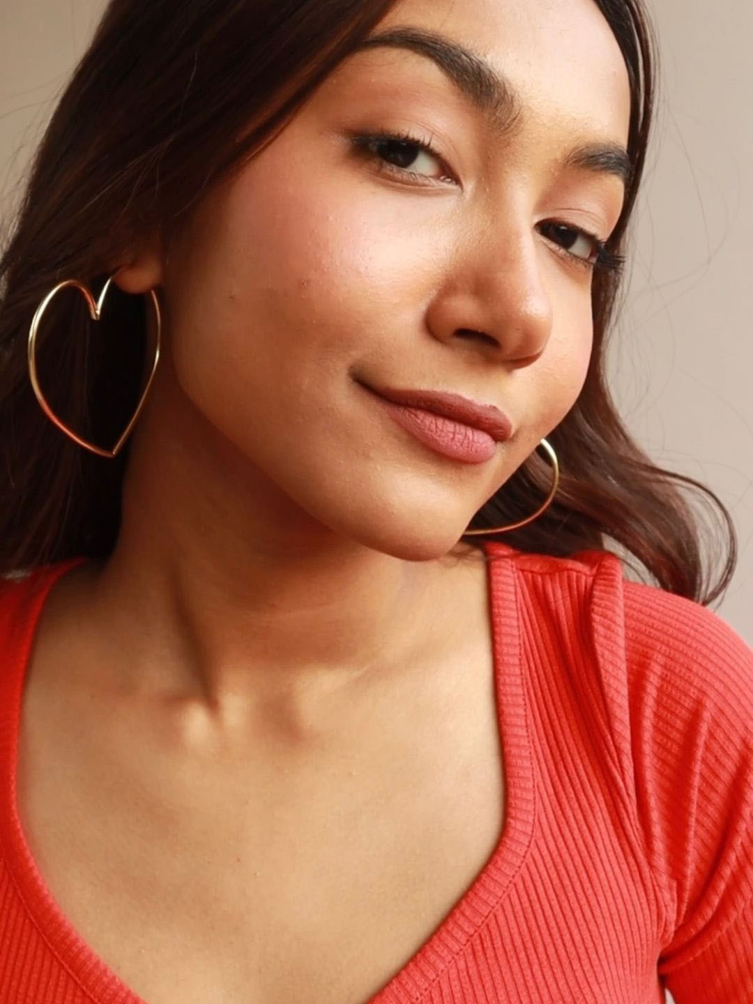 House of Pehr Gold Plated Heart Shaped Elegant Heart Hoop Earrings