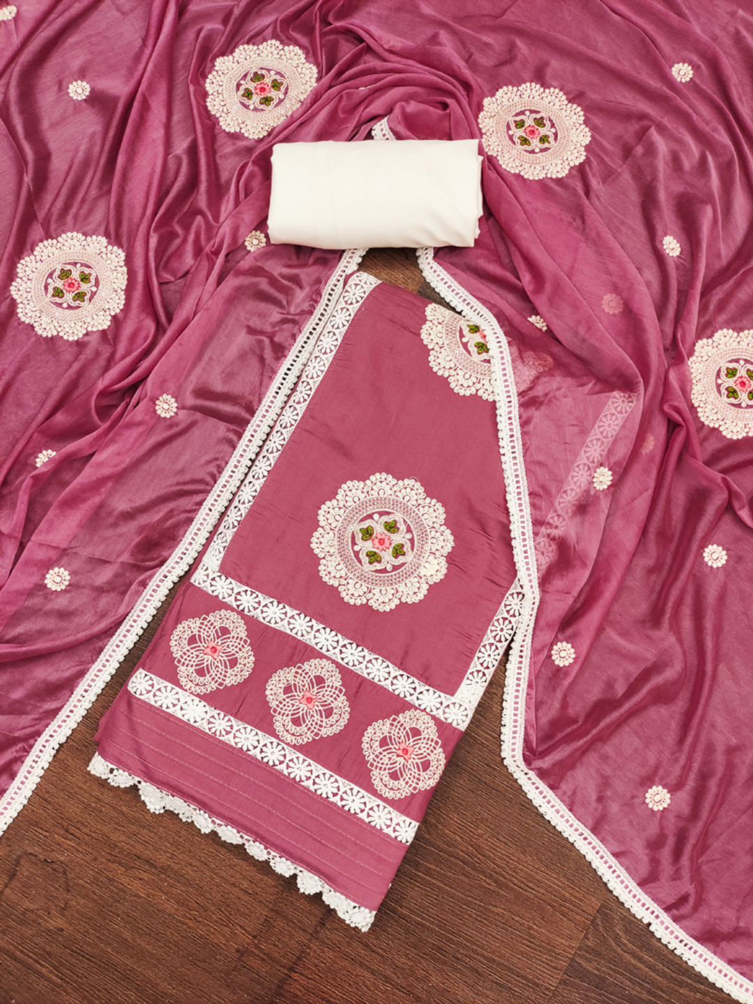 ASISA Floral Embroidered Patchwork Unstitched Dress Material