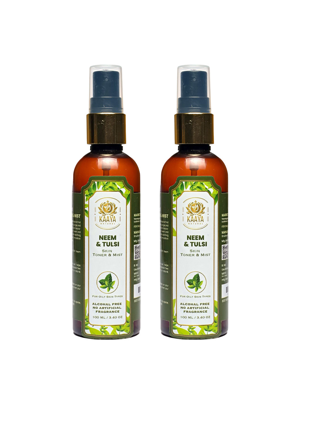 Kaaya Natural Set Of 2 Neem & Tulsi Toner & Mist - 100 ml Each