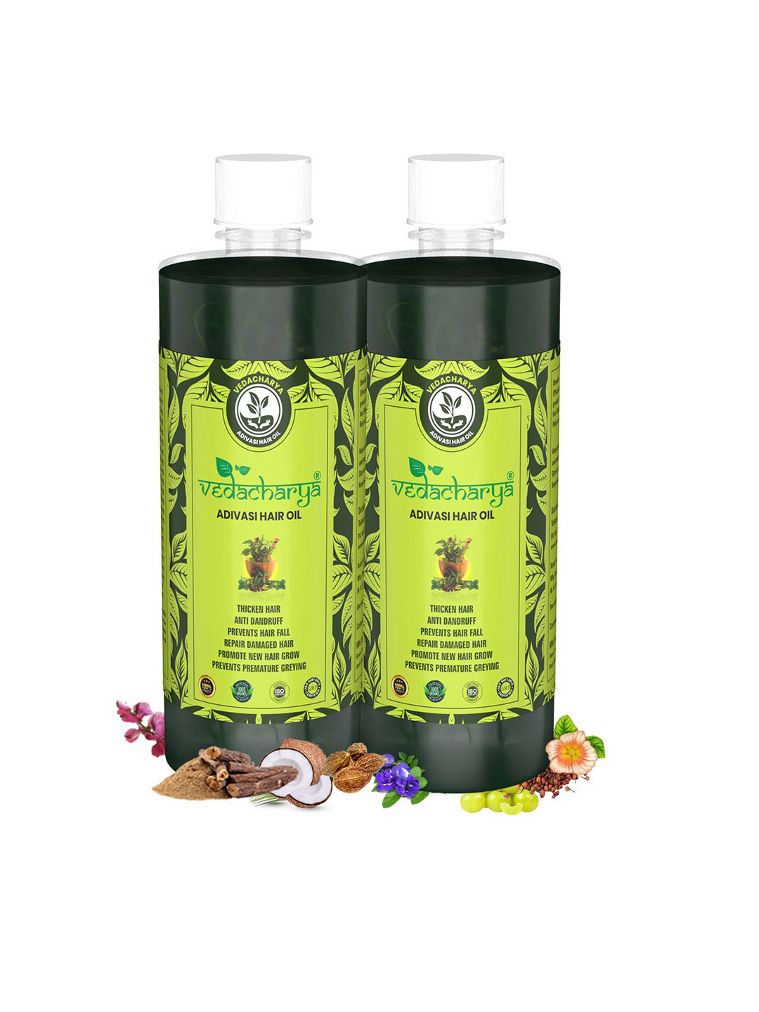 Vedacharya Set Of 2 Adivasi Hair Oil With Bhringraj For Hair Growth - 500 ml Each