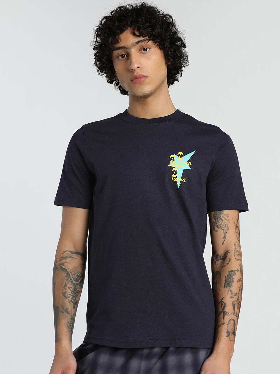 Puma Wardrobe Essentials Men Graphics Printed Pure Cotton Short Sleeve T-Shirt