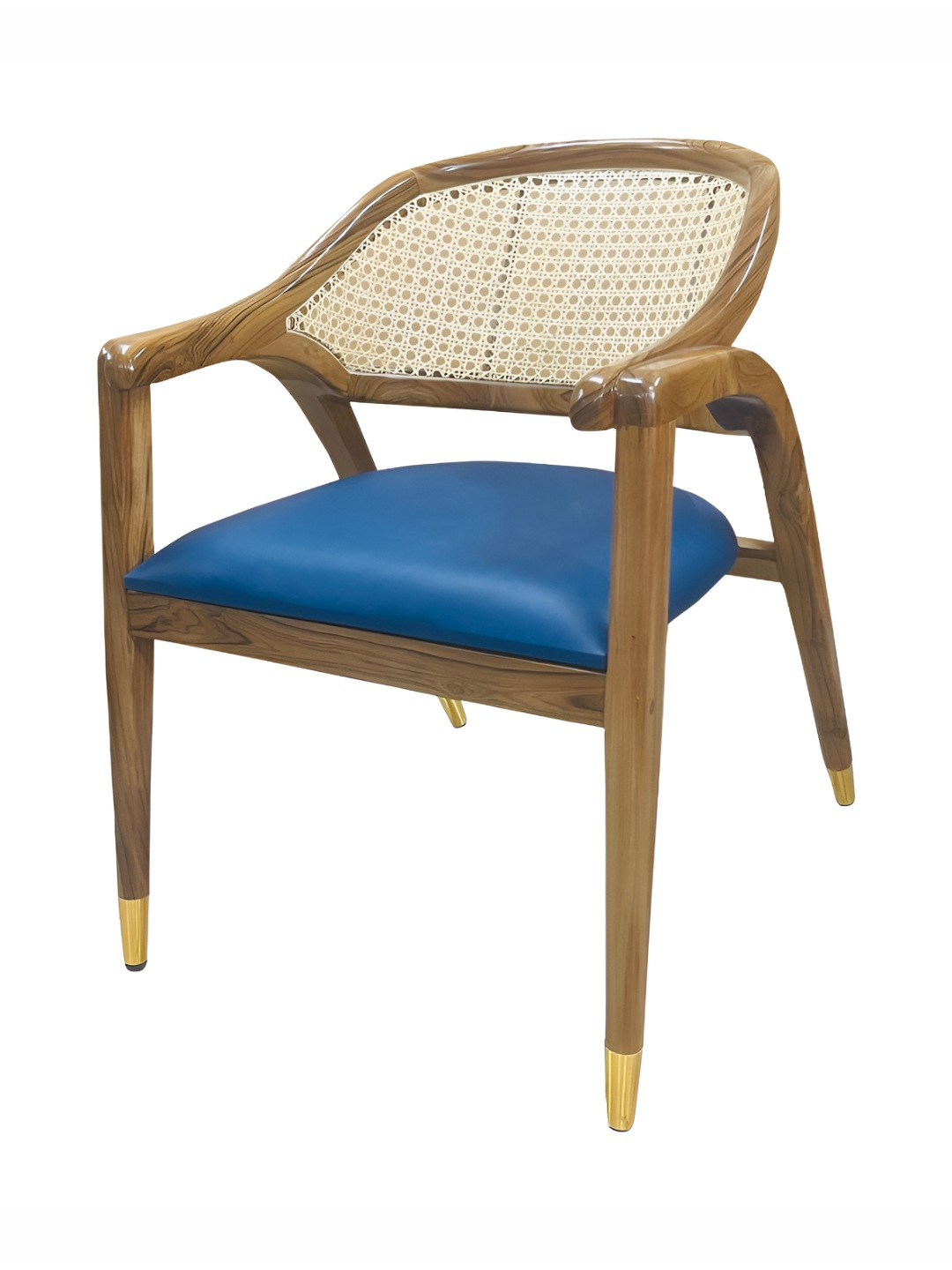 GLOBALLY INDIAN Navy Blue & Brown Wooden Lounge Chair