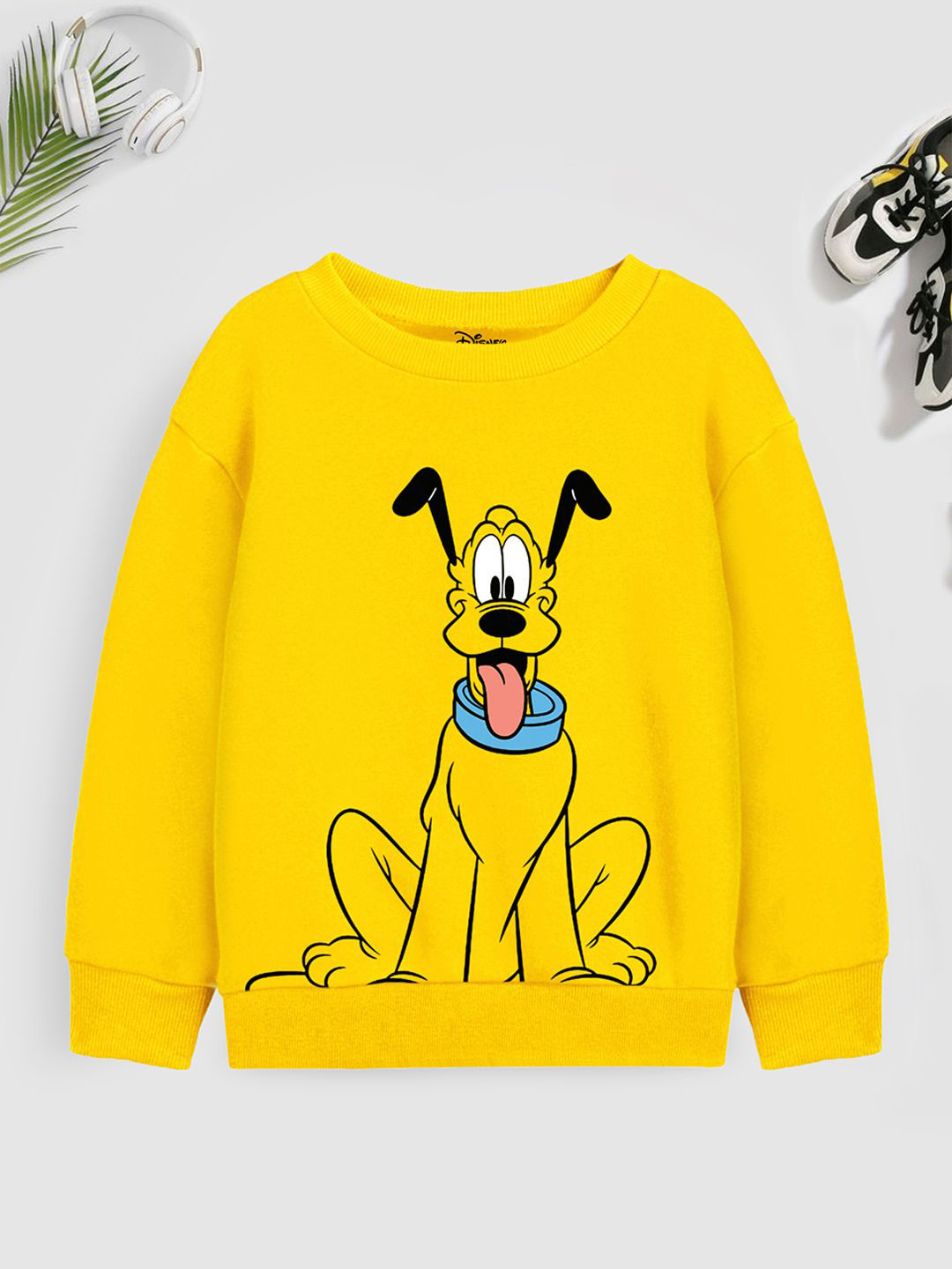 Disney By Miss and Chief Boys Yellow Pluto Printed Pullover Sweatshirt