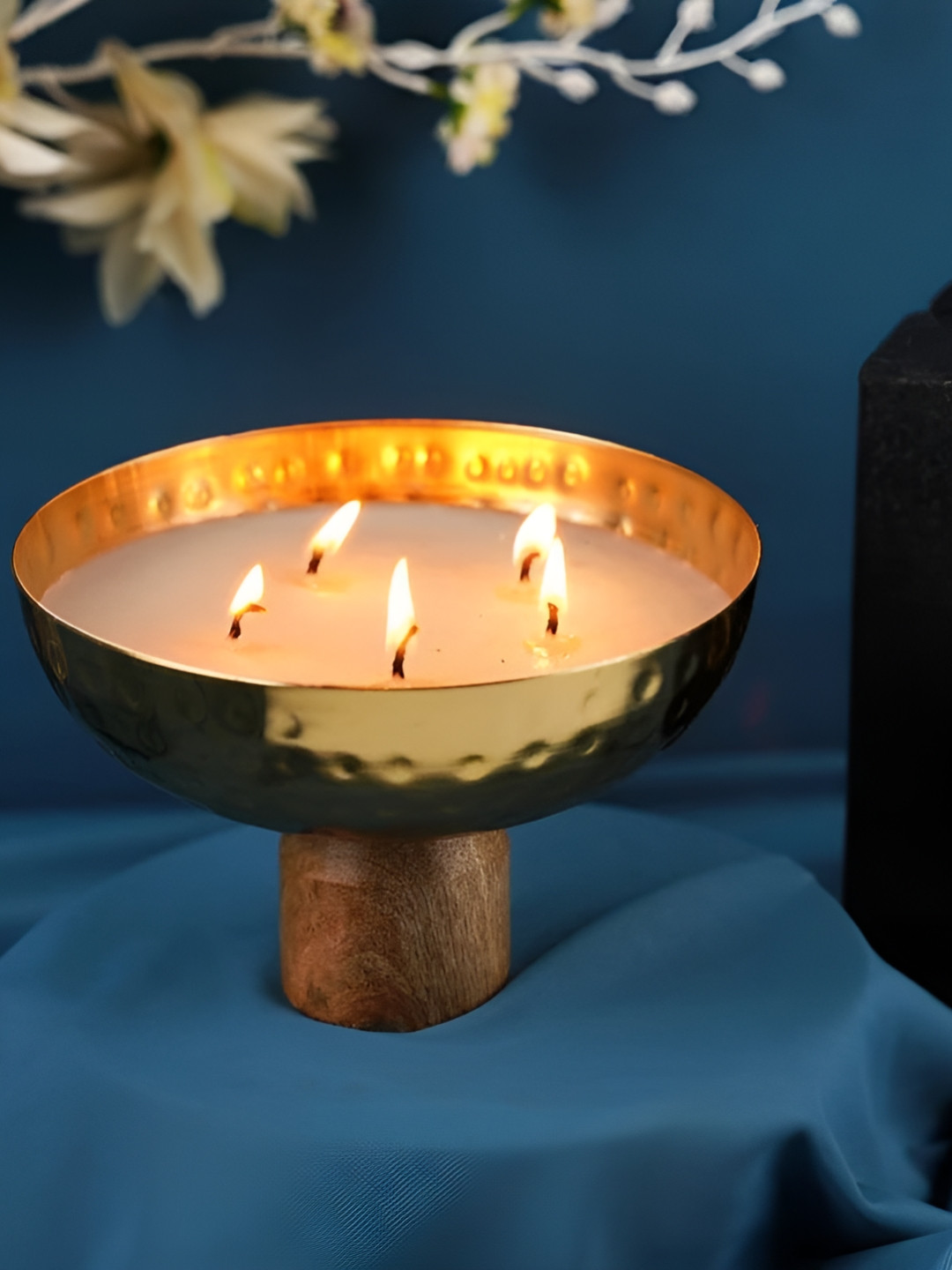 THE HOME CO. Smokeless 5 Wick Solid Round Regular Diya Candles