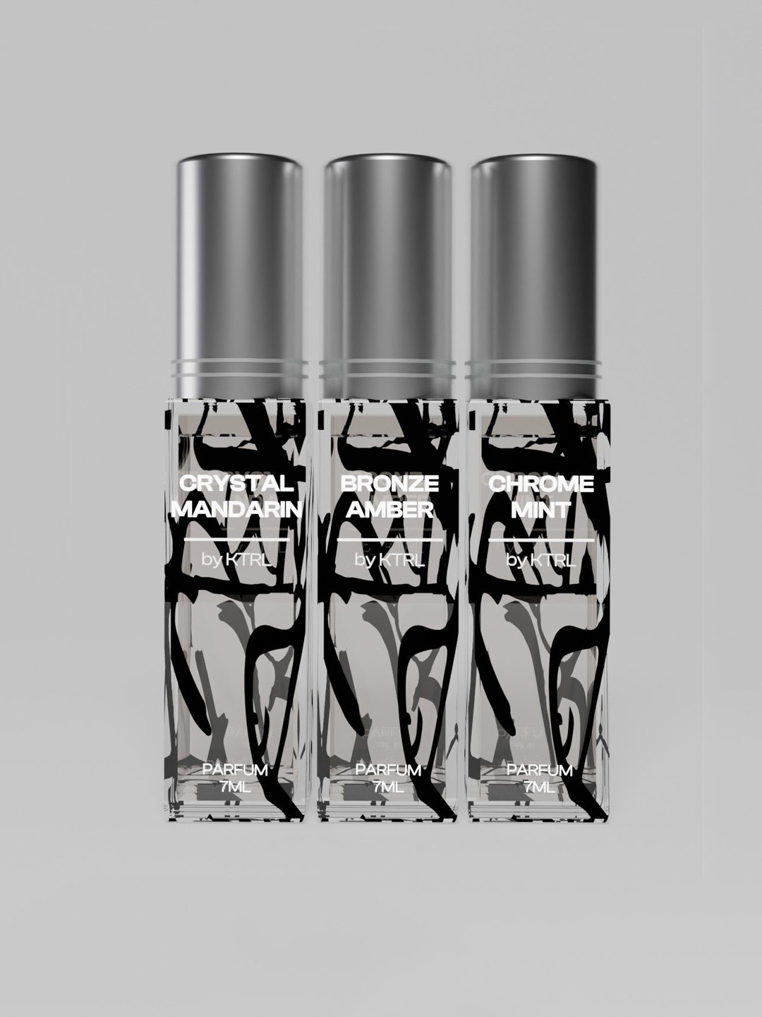 KTRL Set Of 3 Crystal Mandarin- Bronze Amber & Chrome Mint Extrait De Parfum - 7 ml Each