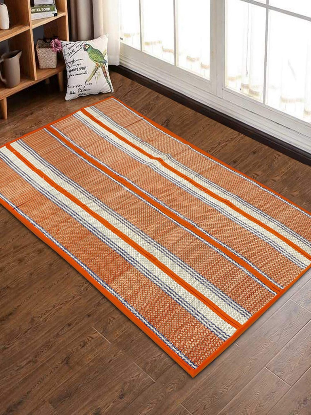 HOKIPO Orange & White Patterned Floor Mats
