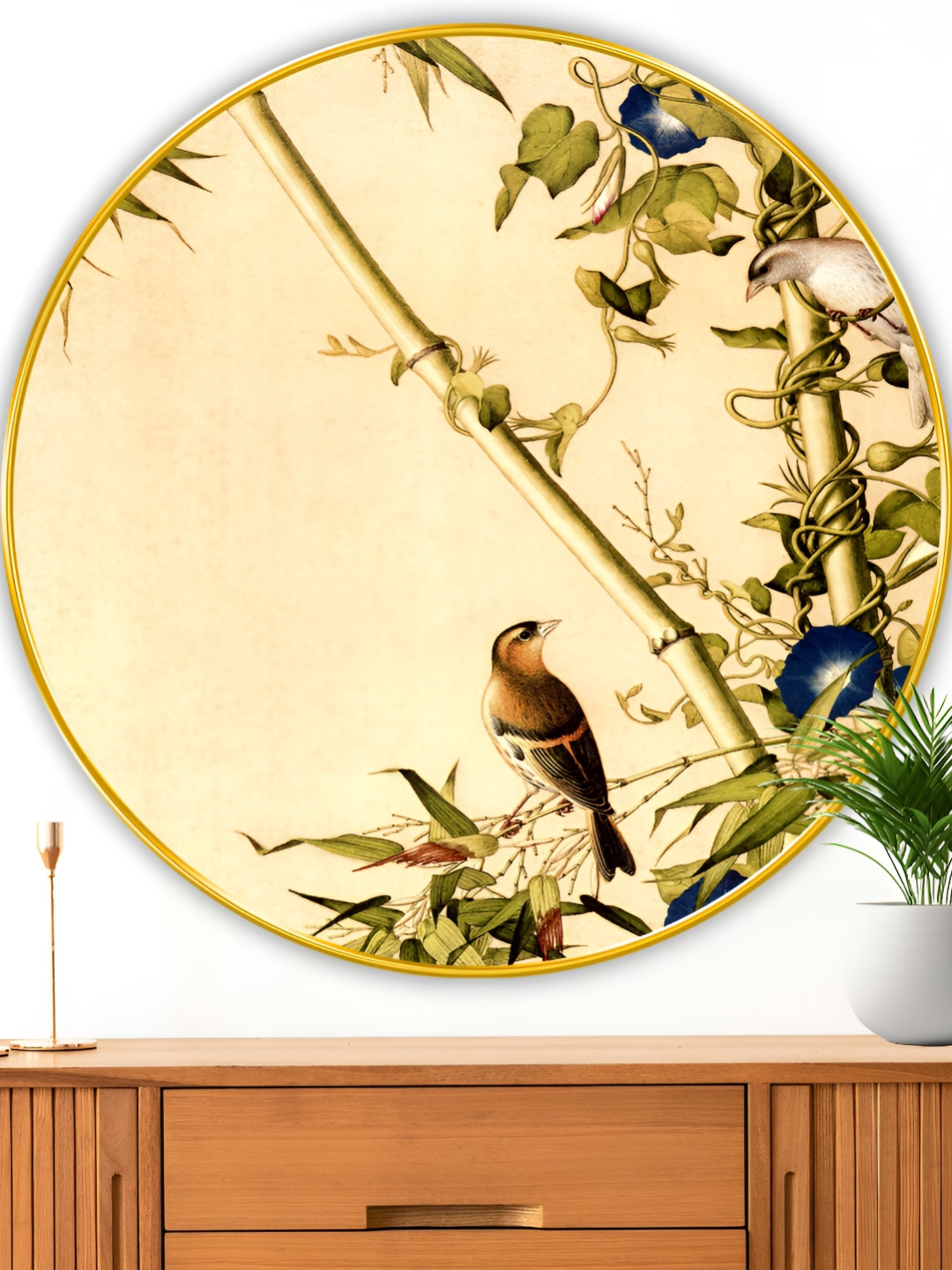 Myntra Elegant Homes Beige And Green Birds And Animals Printed Wood Wall Art