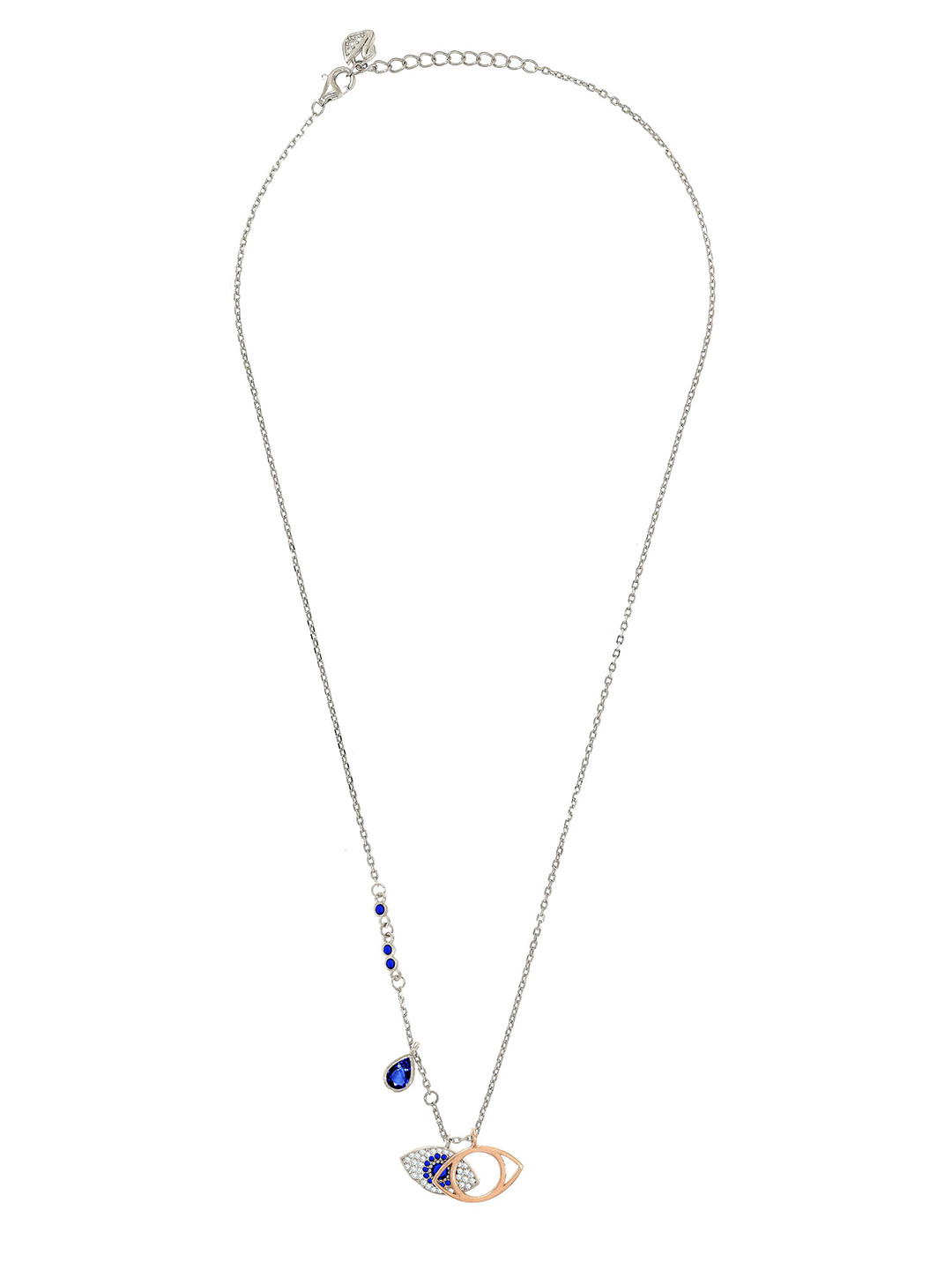 BHIMA 925 Sterling Silver Celestial Eye Silver Stone Fancy Necklace