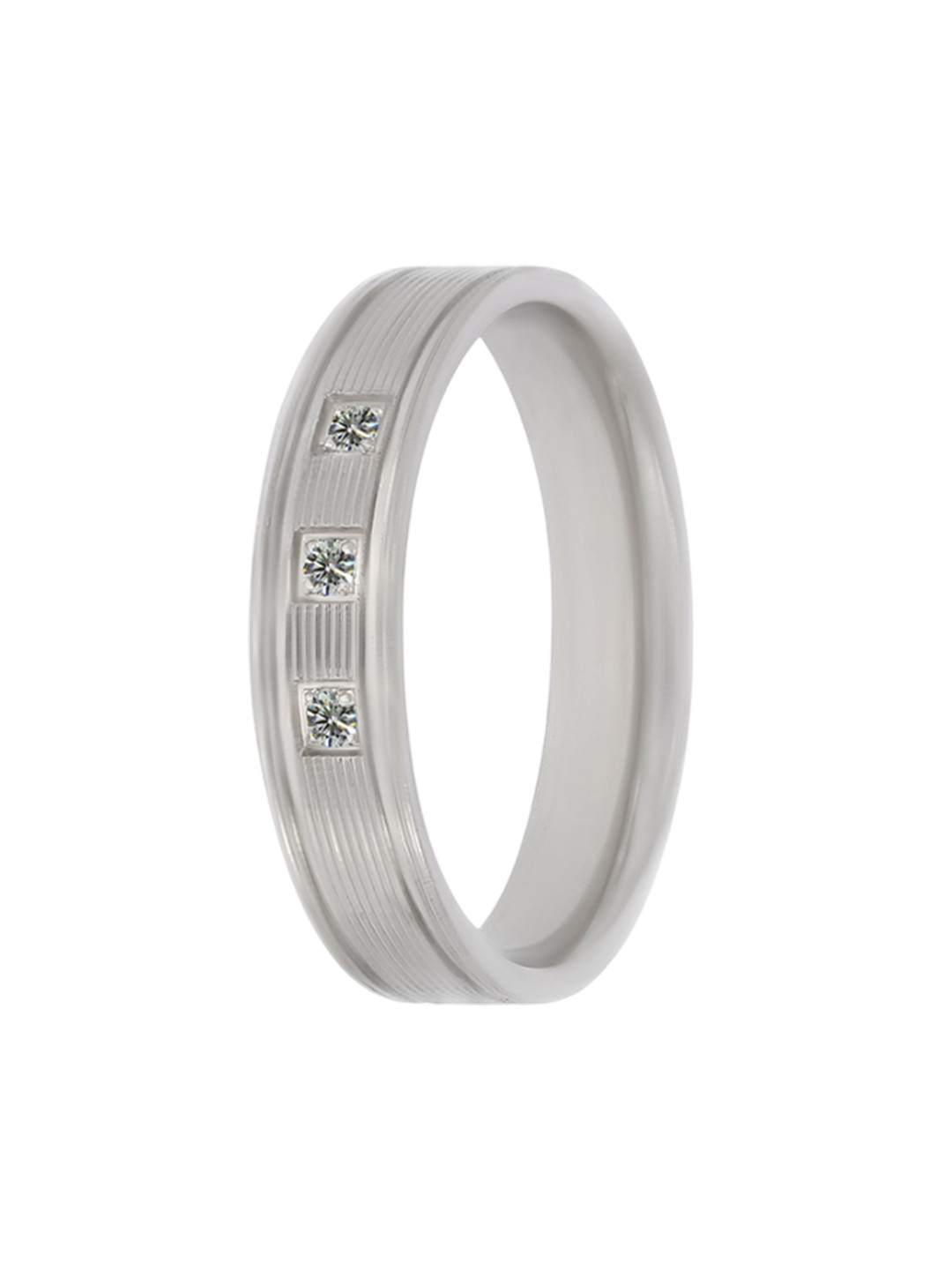 BHIMA 925 Sterling Siver Fine lined Stone Stone Band Ring