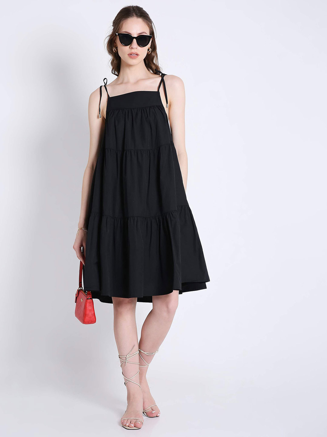 French Theory Gathered or Pleated A-Line Tiered Midi Dress
