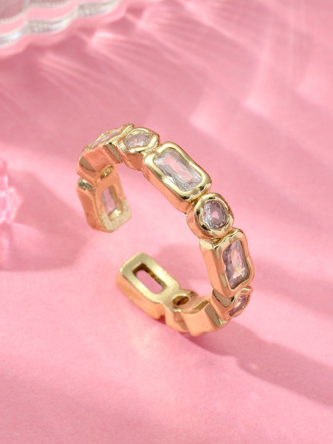 SALTY Lustrous Multi-Stone Gold Ring For Women & Girls