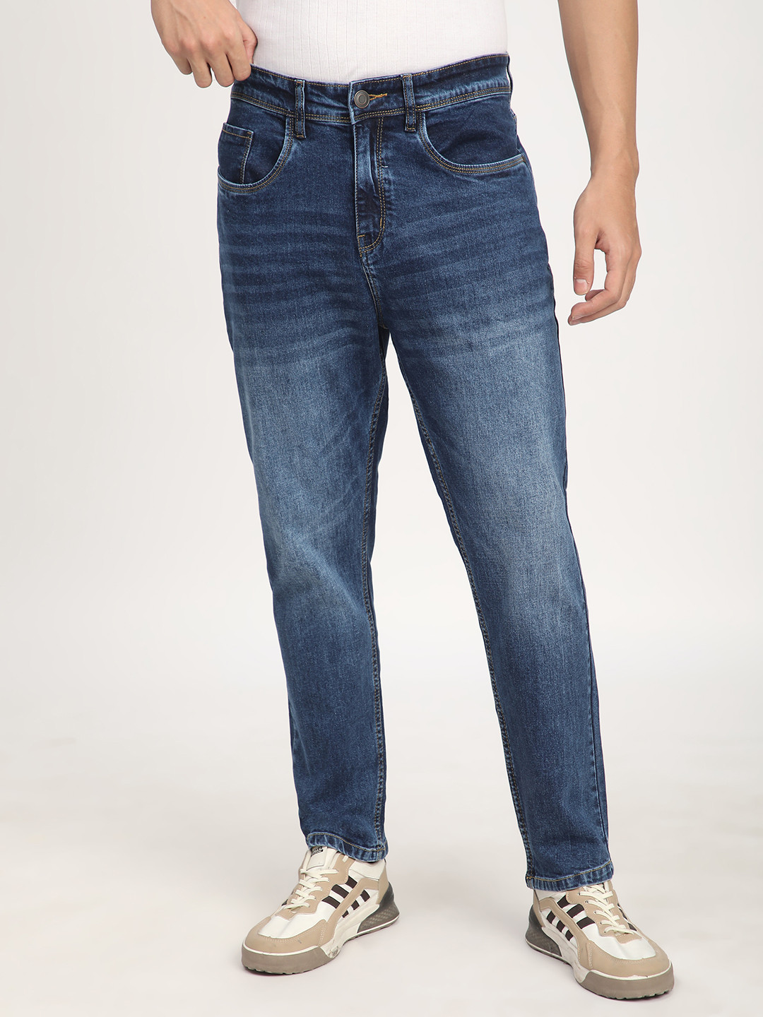 R&B Men Relaxed Fit Heavy Fade Cotton Denim Jeans