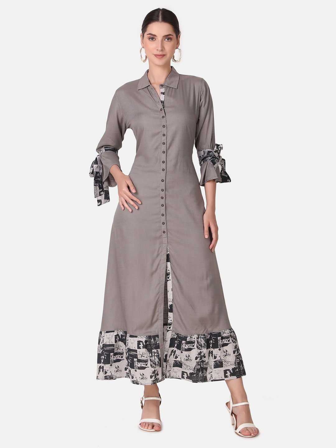 Pose india Women Slit Sleeve Maxi Dress