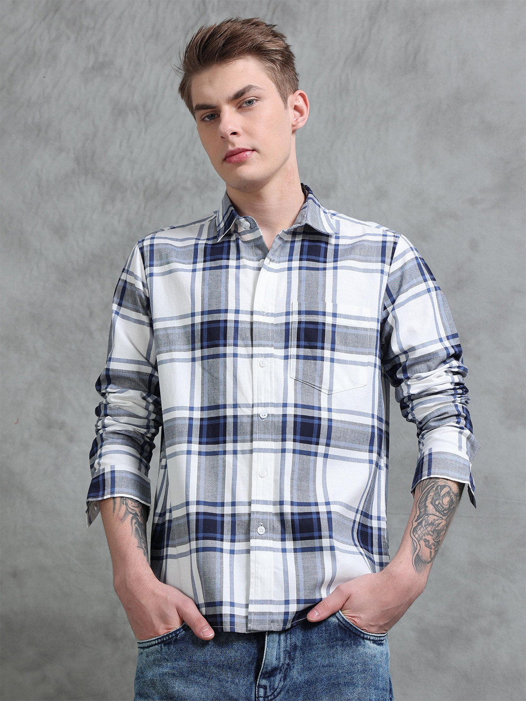 StitchX Men Full Sleeve Buffalo Checkered Shirt
