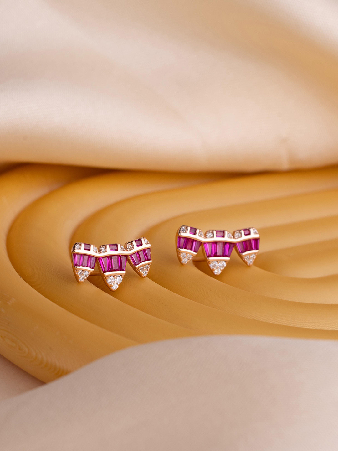 LIORA 925 Silver Jewellery 925 Sterling Silver Rose Gold Plated CZ Studded Classic Studs