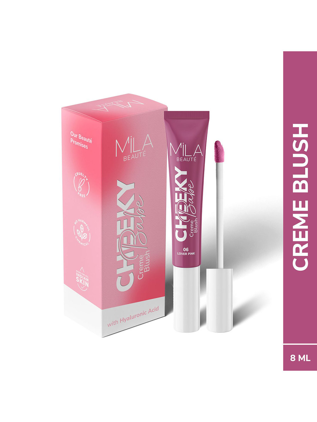 MILA BEAUTE Cheeky Babe Long Lasting Blush With Hyaluronic Acid - 8 ml - Lover Pink - 06