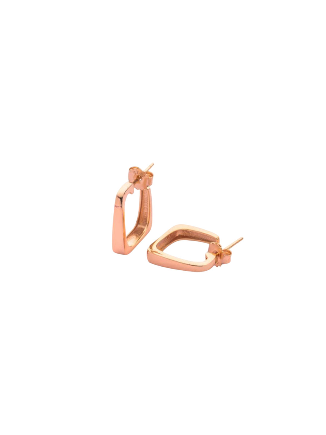 LIORA 925 Silver Jewellery 925 Sterling Silver Rose Gold Plated Square Hoop Earrings