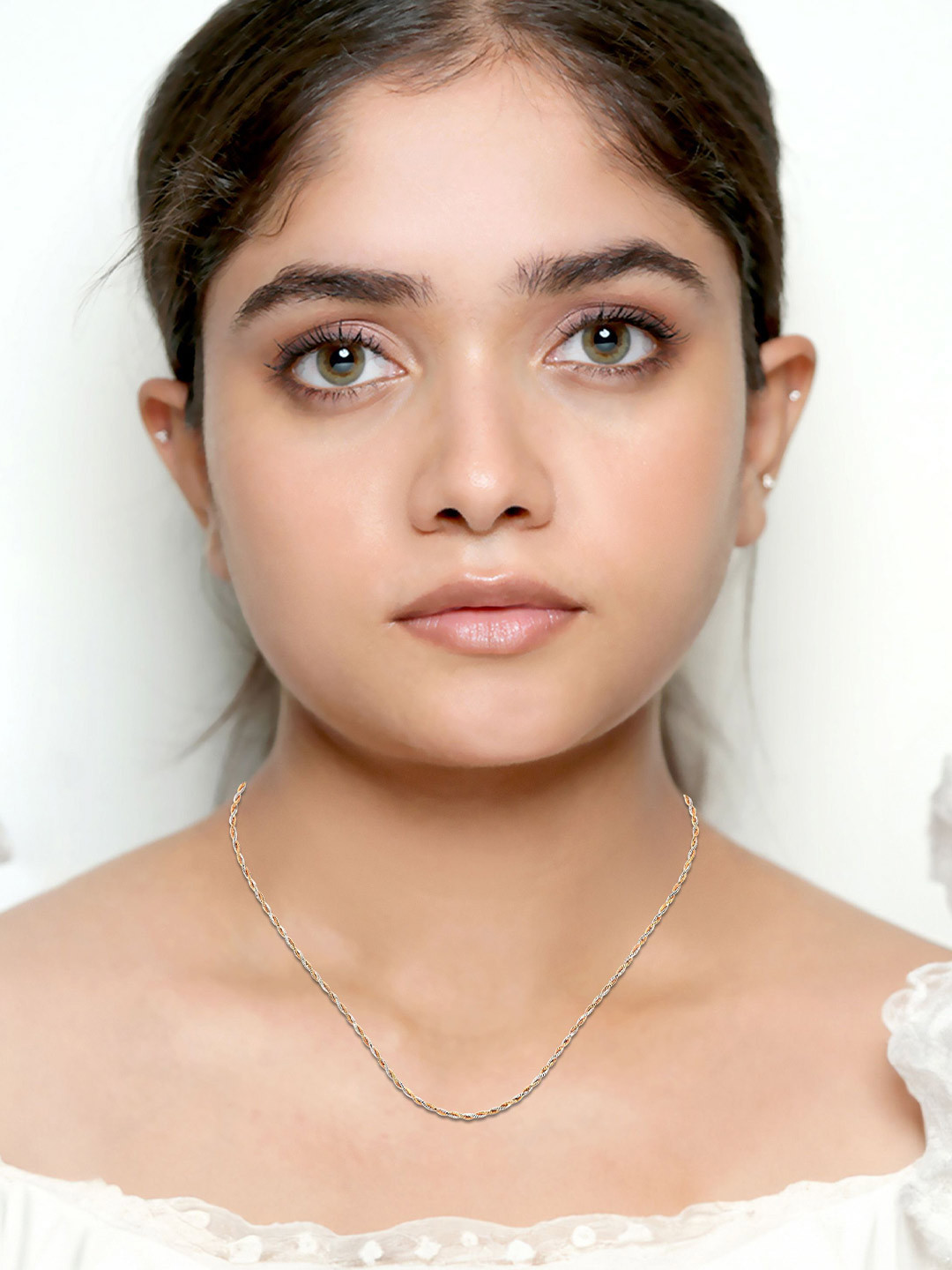 BHIMA 925 Sterling Silver Rose Gold-Plated Dazzler Twist Minimal Chain