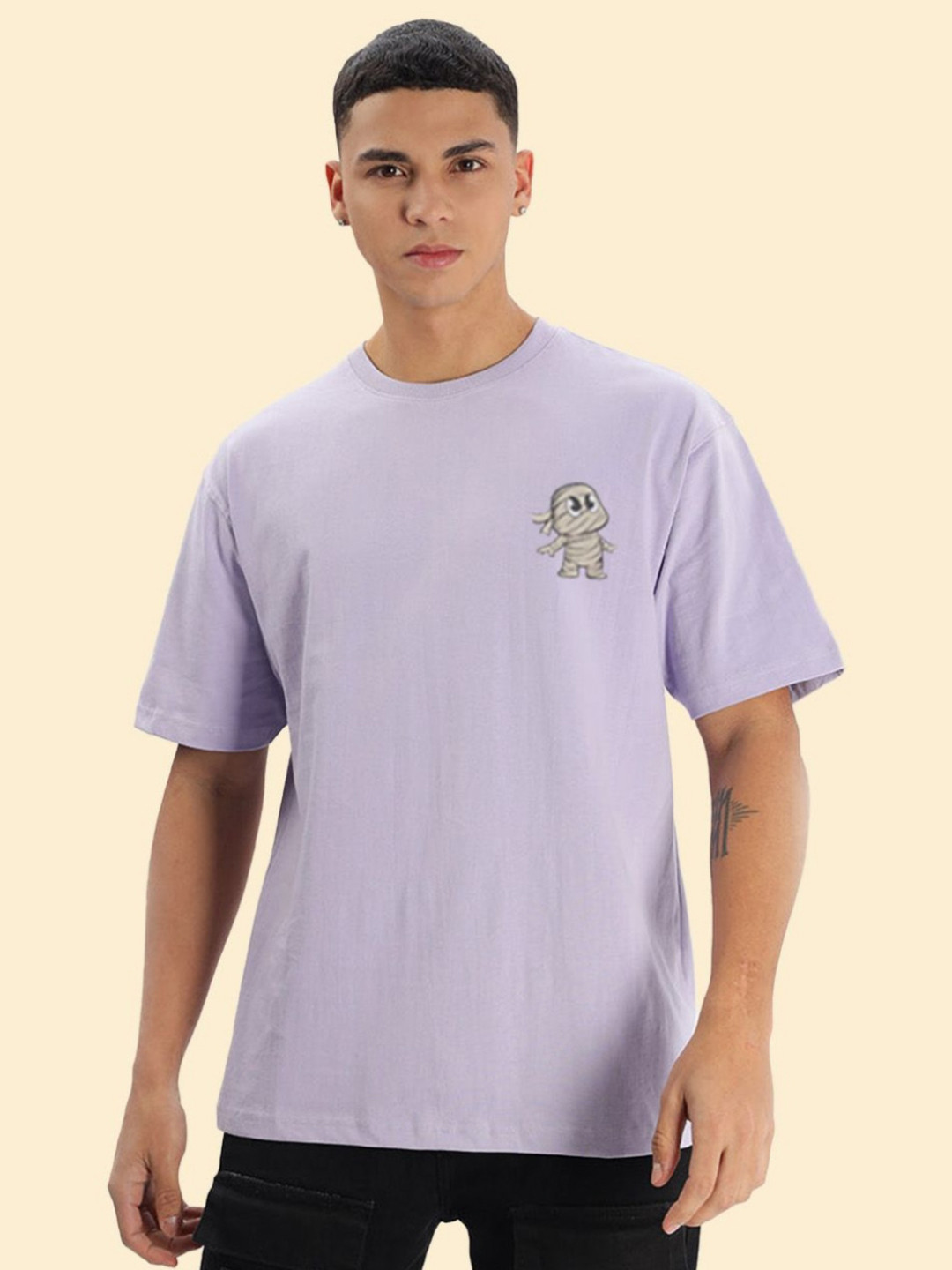 BDSQUARE Men Printed Drop-Shoulder Sleeves T-shirt