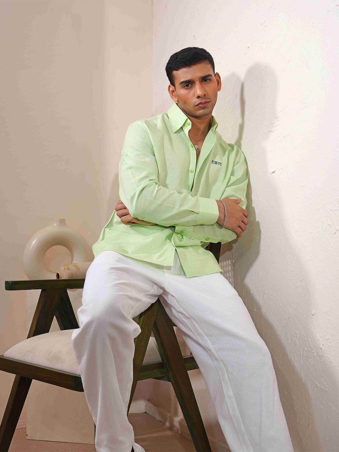 Eleven Brothers Mint Slushie Casual Linen Shirt