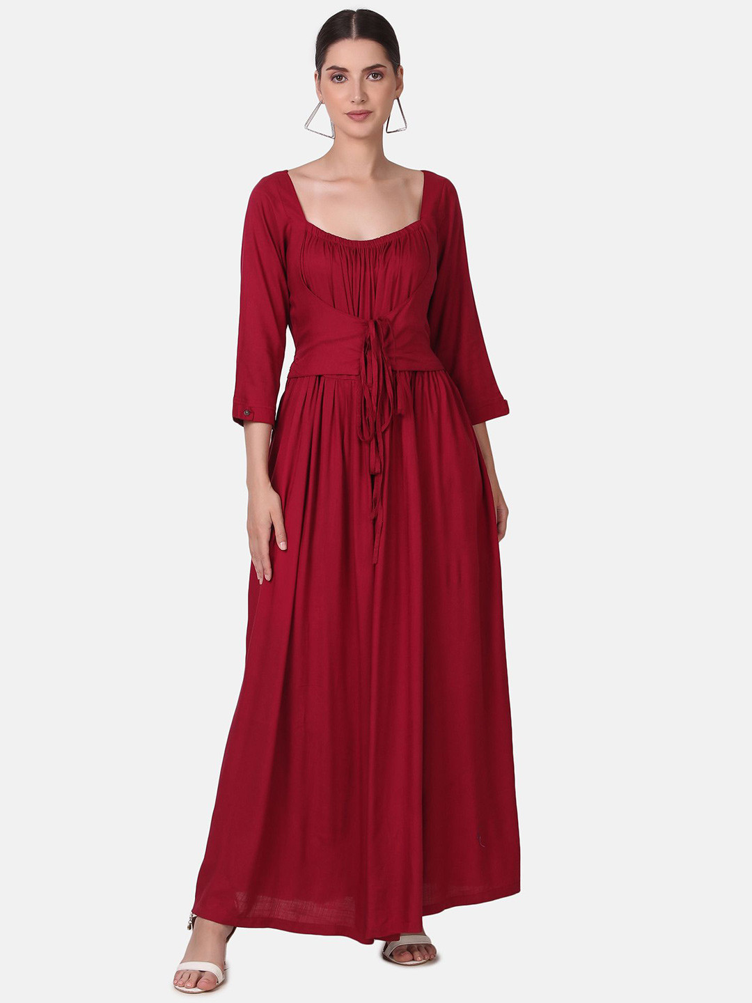 Pose india Women Cotton Pleated Gown Dress