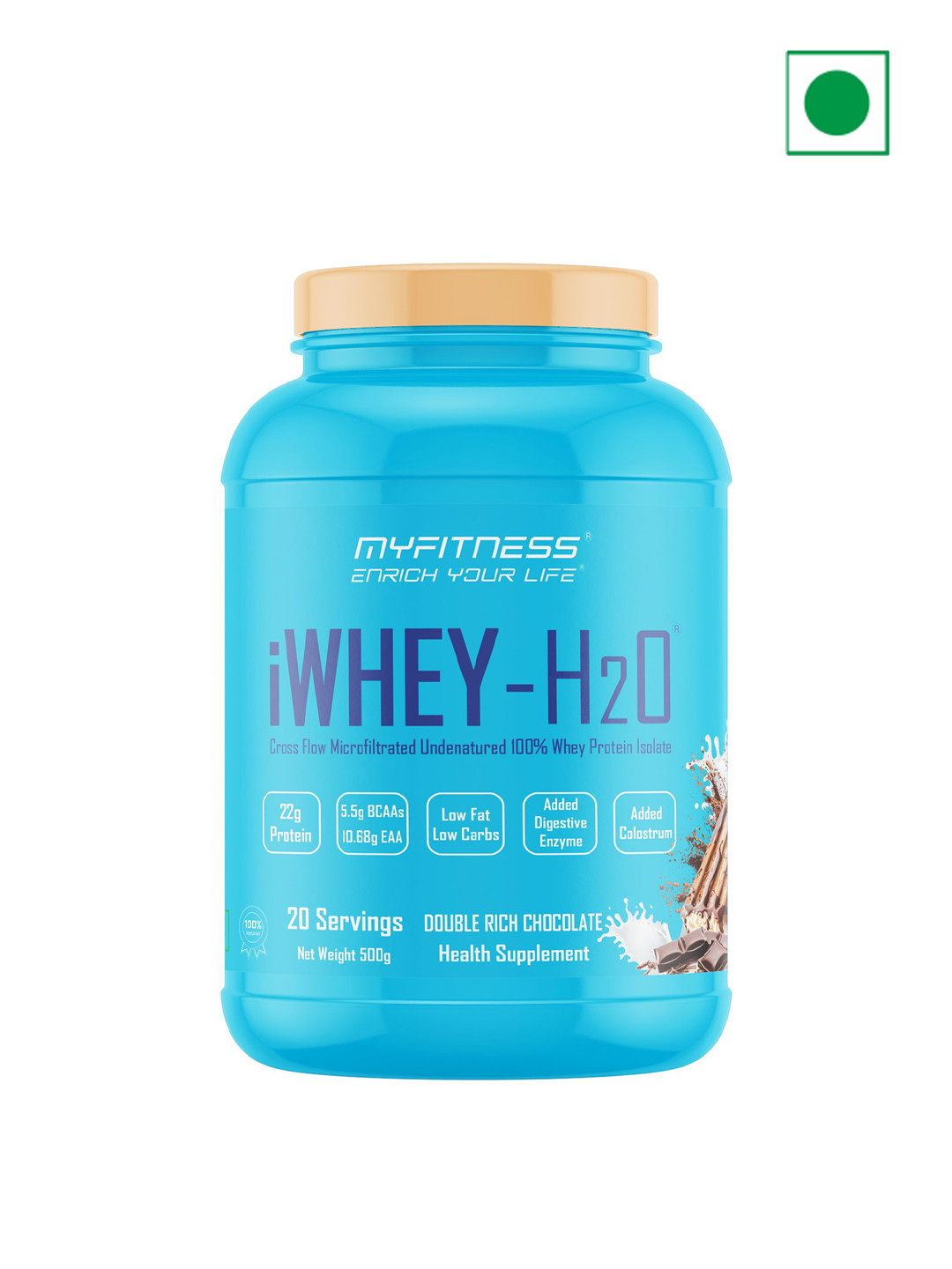 iWhey H2O Whey Protein Powder Double Rich Chocolate 500g - 20 Servings
