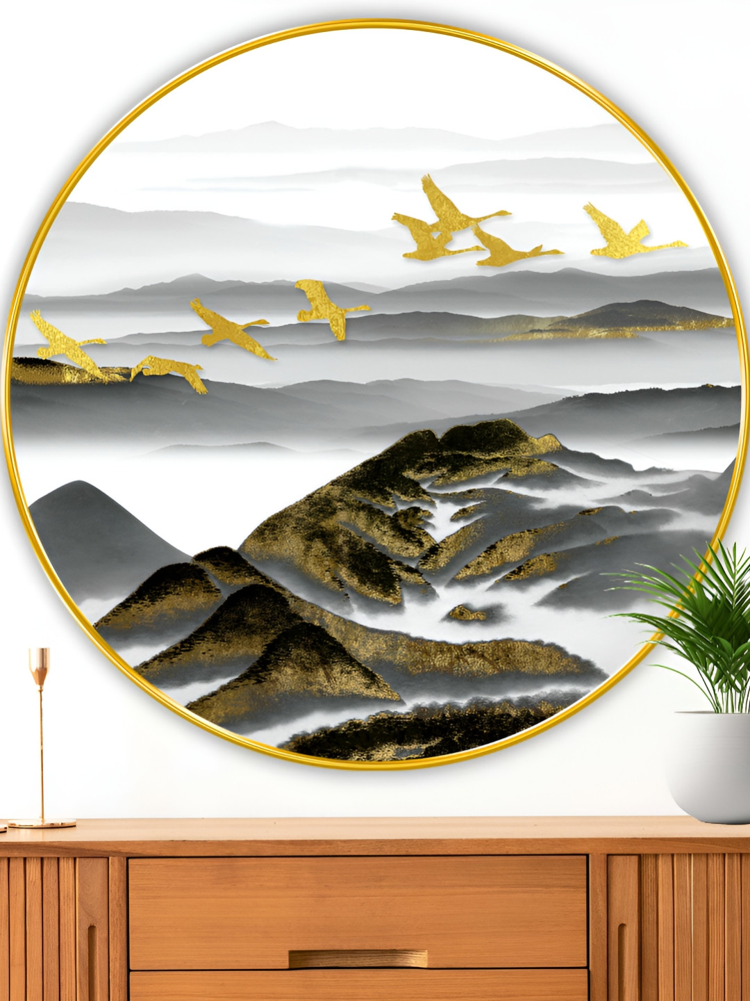 Myntra Elegant Homes Flying Birds Wood Wall Rectangle Paintings Wall Art -23 x 23 In