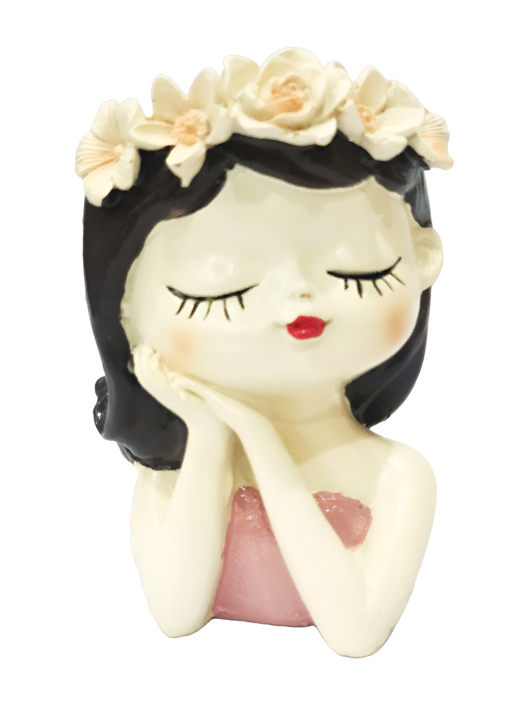 ShopMeFast Cream-Colored & Pink Textured Girl Succulent Planter