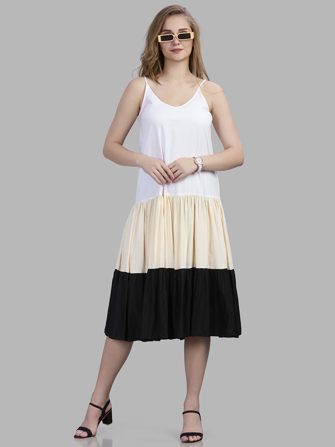 Autumn Hues Colourblocked Fit & Flare Dress