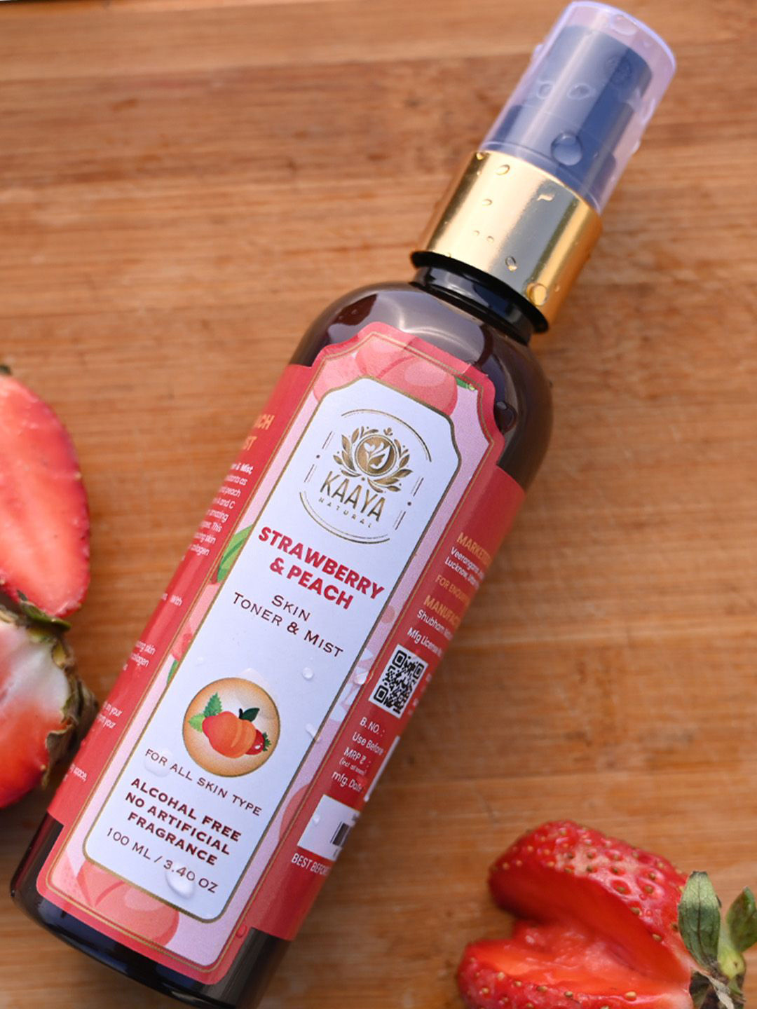 Kaaya Natural Set Of 2 Strawberry & Peach Toner & Mist - 100 ml Each