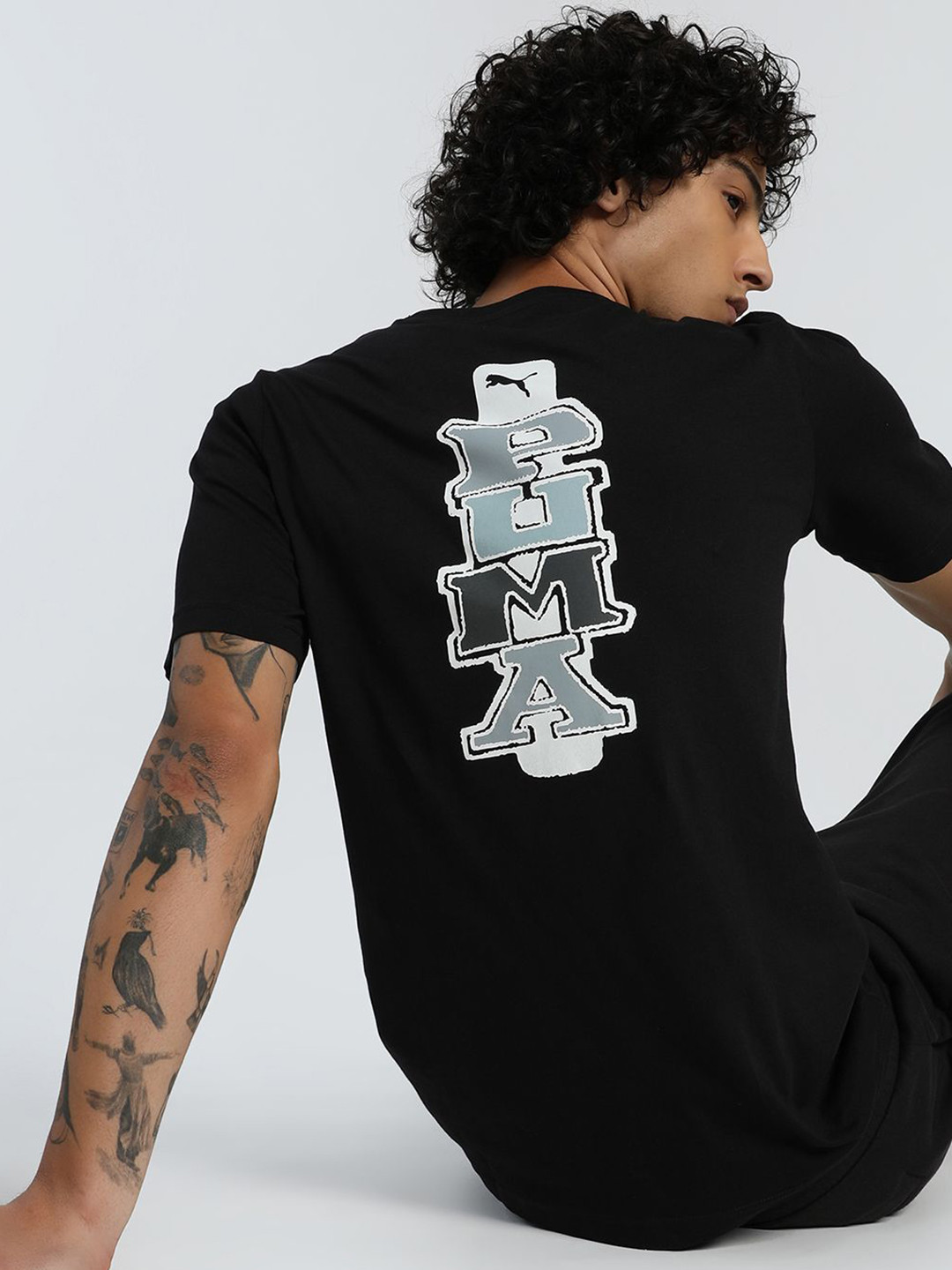 Puma Men Graphics Printed Pure Cotton Short Sleeve T-Shirt