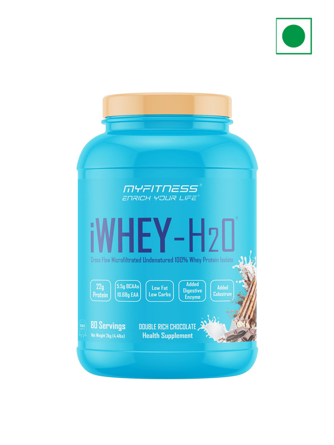 iWhey H2O Whey Protein Powder Double Rich Chocolate 2kg - 80 Servings