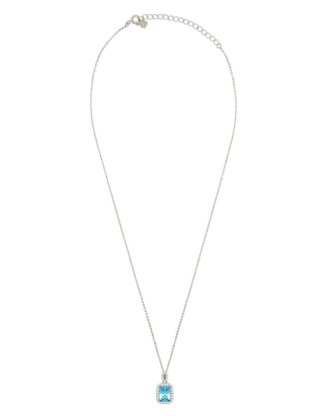 BHIMA 925 Sterling Silver Artificial Stones Studded Floral Shaped Minimal Fancy Necklace